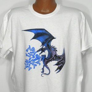 Gildan T-Shirt Blue Dragon Image Size L NWOT